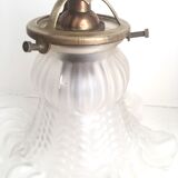 Glass wall light and brass swan collar, 1900