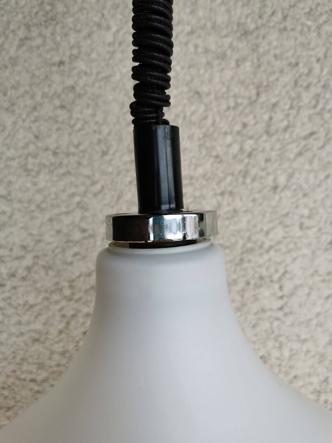 Vintage White Glass Pendant Lamp Ceiling Light Meblo Style Yugoslavia made