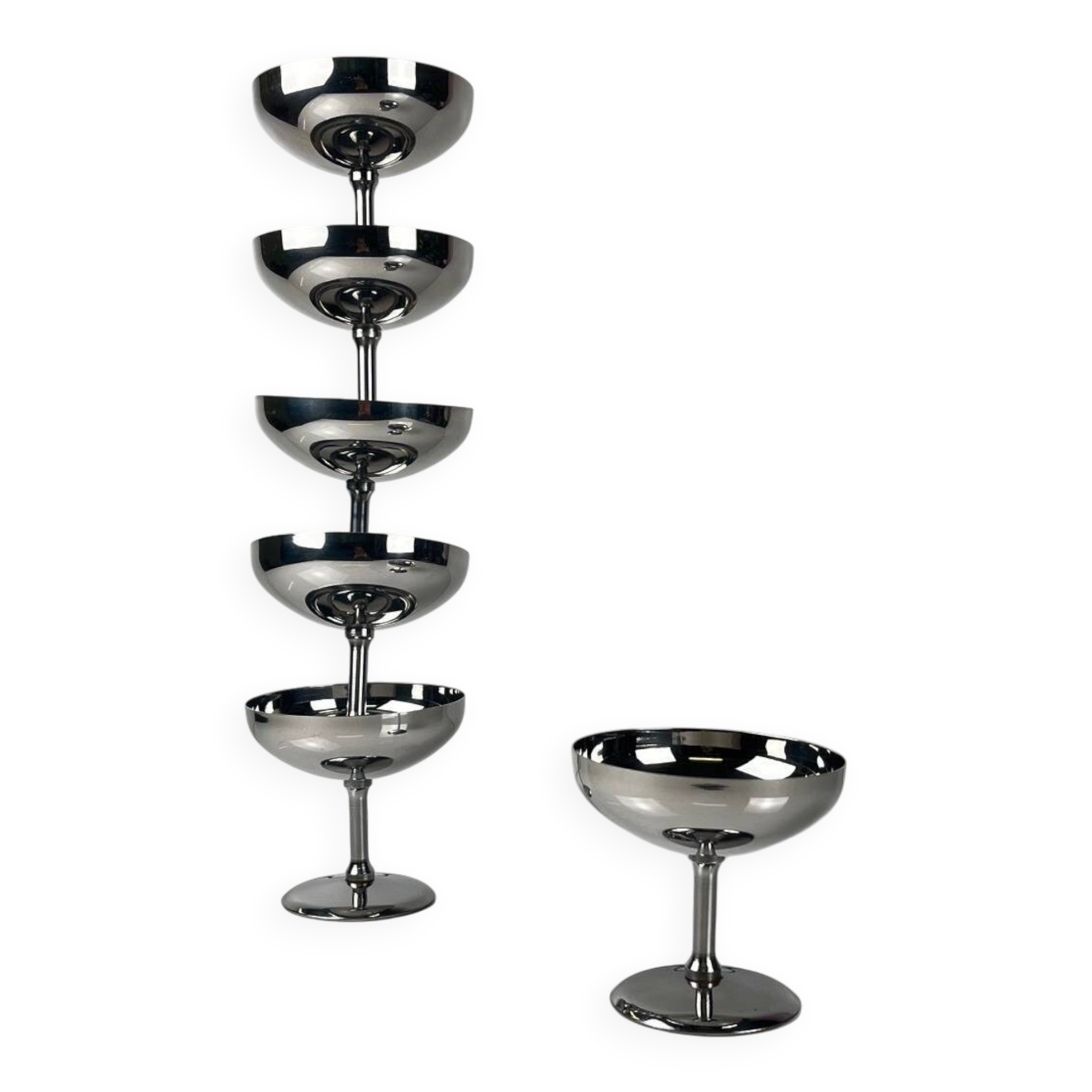 Set of 6 stainless steel ice cream cups, modern design