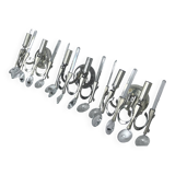 Mid-Century nicheled brass and glass sconces by Sciolari. Labeled. Italy 1960s