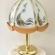 Lampe en verre, bois et métal doré