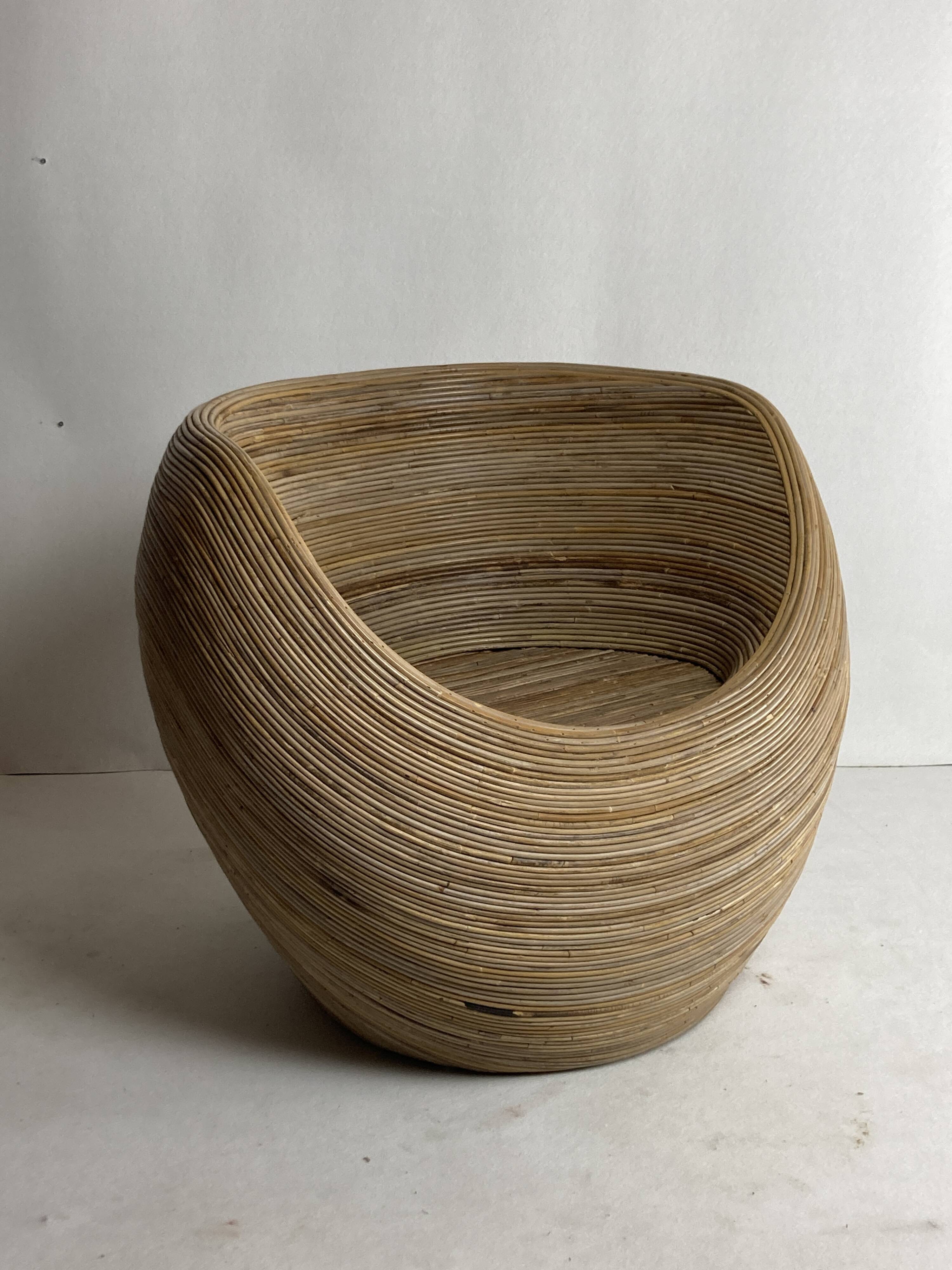 Pencil reed rattan bamboo egg pod chair