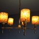 Suspension à 5 tubes de lumières en perspex granité orange vintage 60