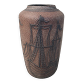 Mid Century Modern Ceramic Floor Vase – Vintage Maritime Ship Design –