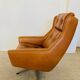 Vintage Danish mid-century cognac leather Werner Langenfeld lounge chair, 1960s