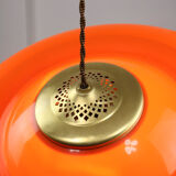 Suspension en laiton orange et plexiglas space age années 70