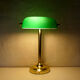 Brass green banker's lamp and vintage glass paste