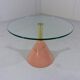 Pink natural stone & glass side table 1980’s Italy