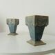 Pair of old art deco vases in enameled cast iron