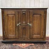 Glacière début XXème en chêne et dessus marbre