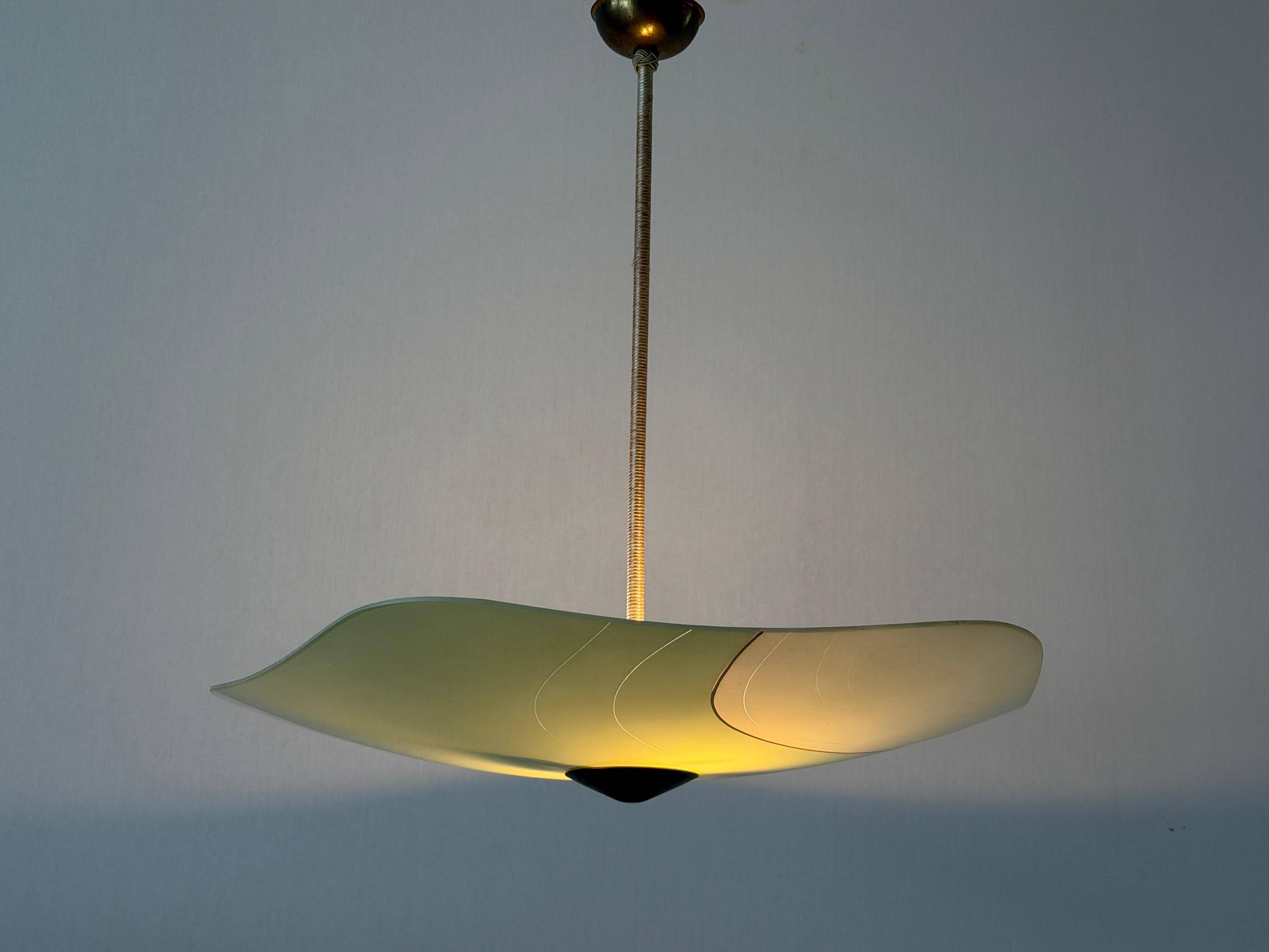 Art Deco pentagonal green glass ceiling light, 1940s, Germany