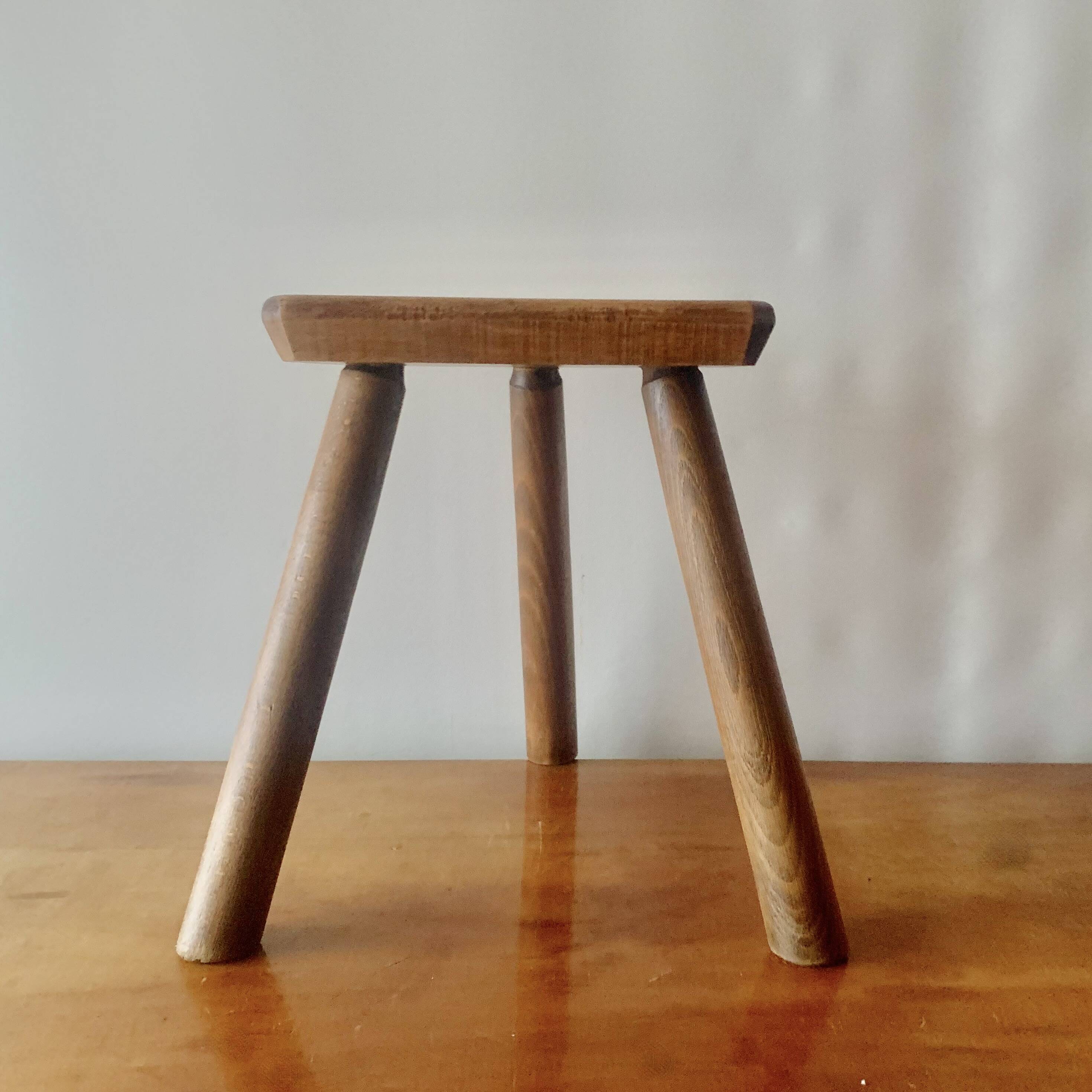 Antique wooden tripod farm stool