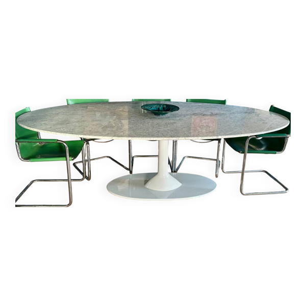 Grande Table Tulipe (table à manger) dessus marbre style Saarinen