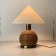 Lampe de table en rotin, bambou et laiton, Italie années 1970