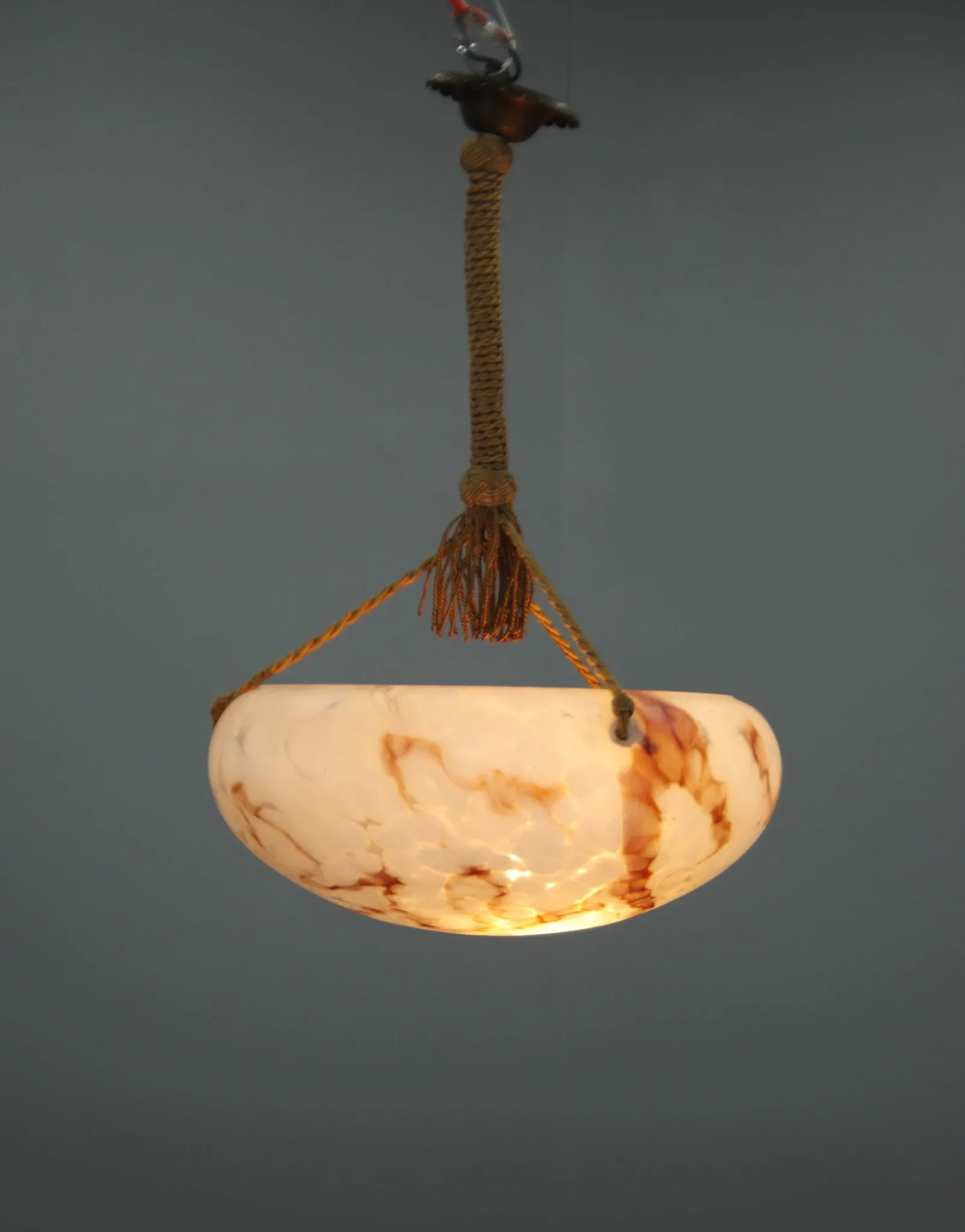 Art Nouveau Glass Pendant, Czechoslovakia, 1920s
