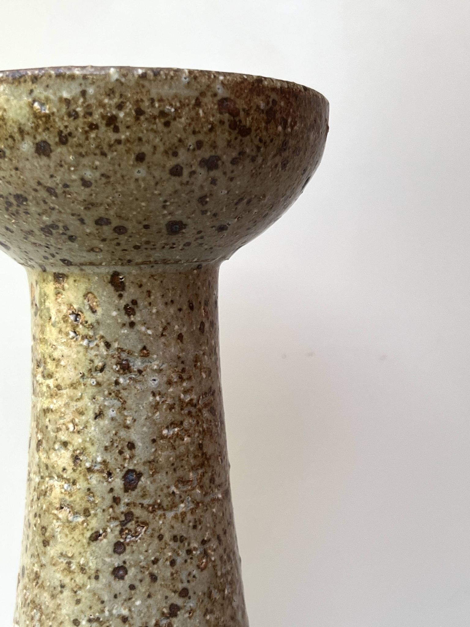 Glazed stoneware vase-candle holder, Alain Blanchard, Poterie du Méjou 1970