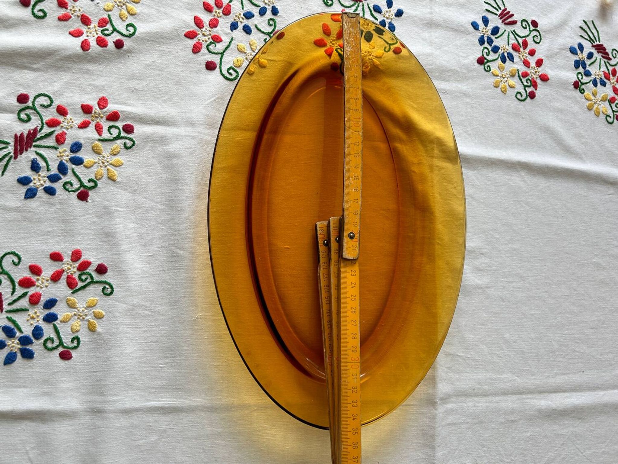 Plat de service ambre Duralex Made in France