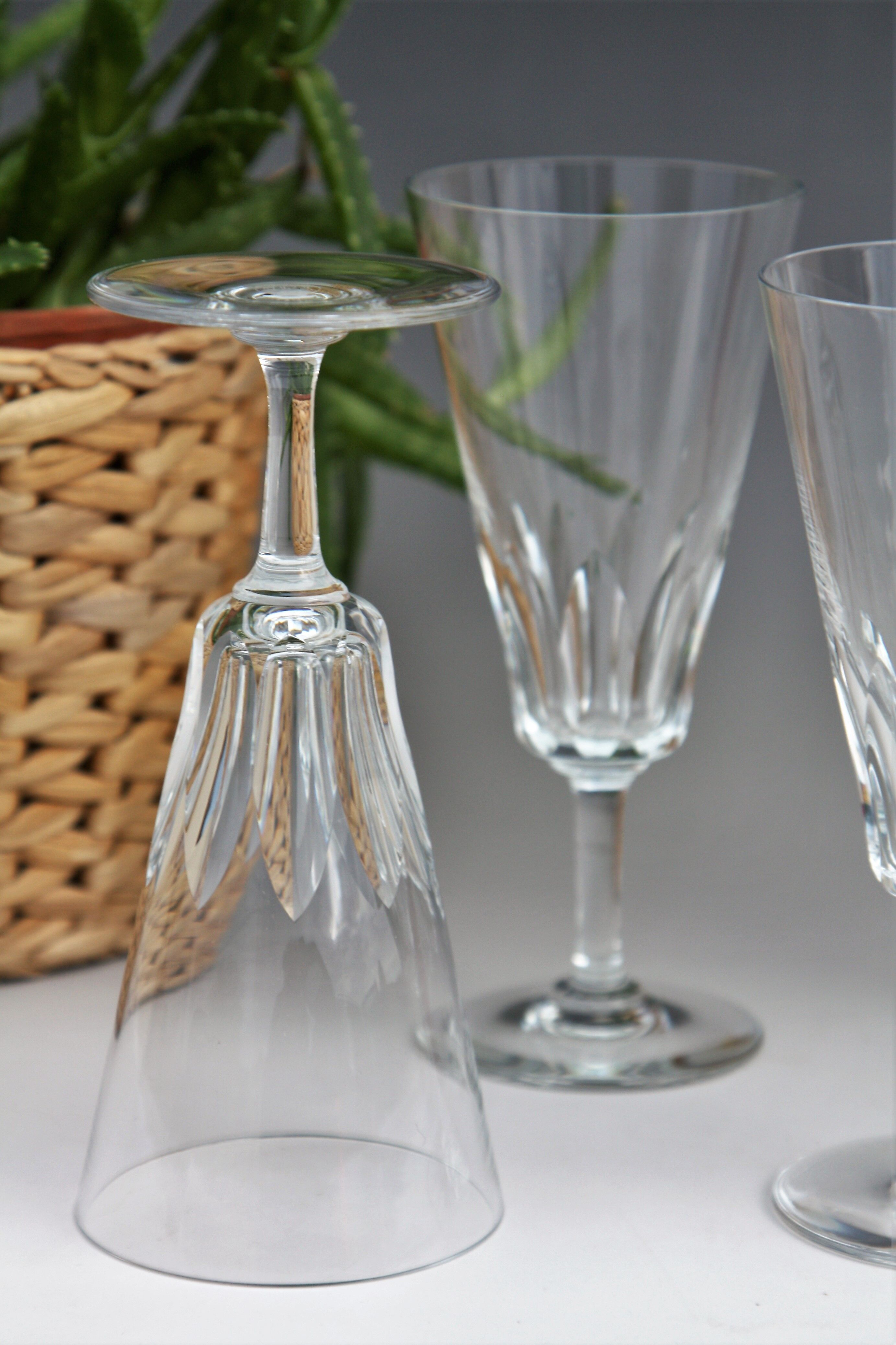 Set of 6 crystal champagne flutes Baccarat Côte d'Azur