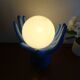 Lampe main céramique globe boule design vintage 1970