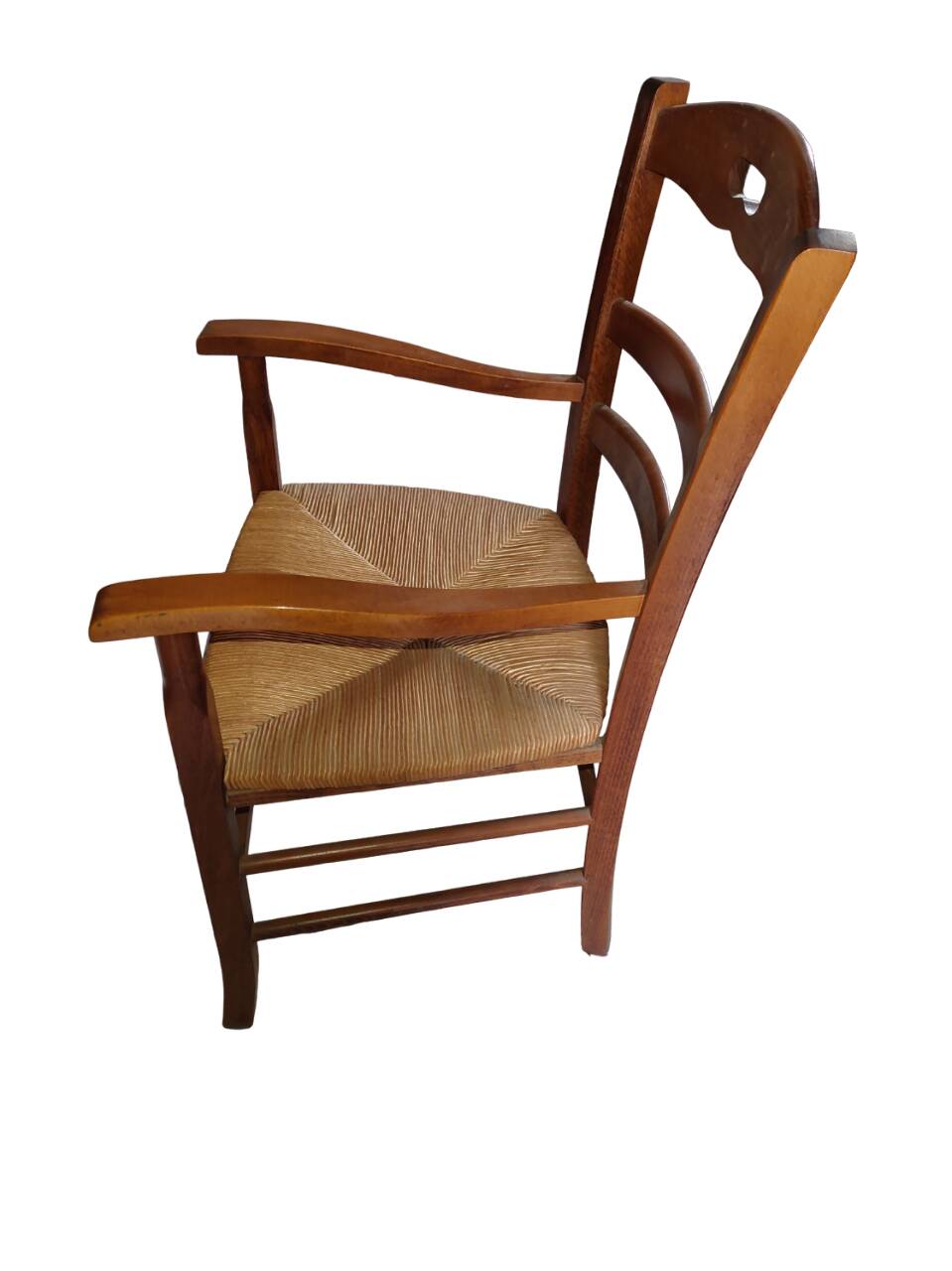 wooden armchair seat paid stained cherry