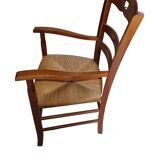 wooden armchair seat paid stained cherry