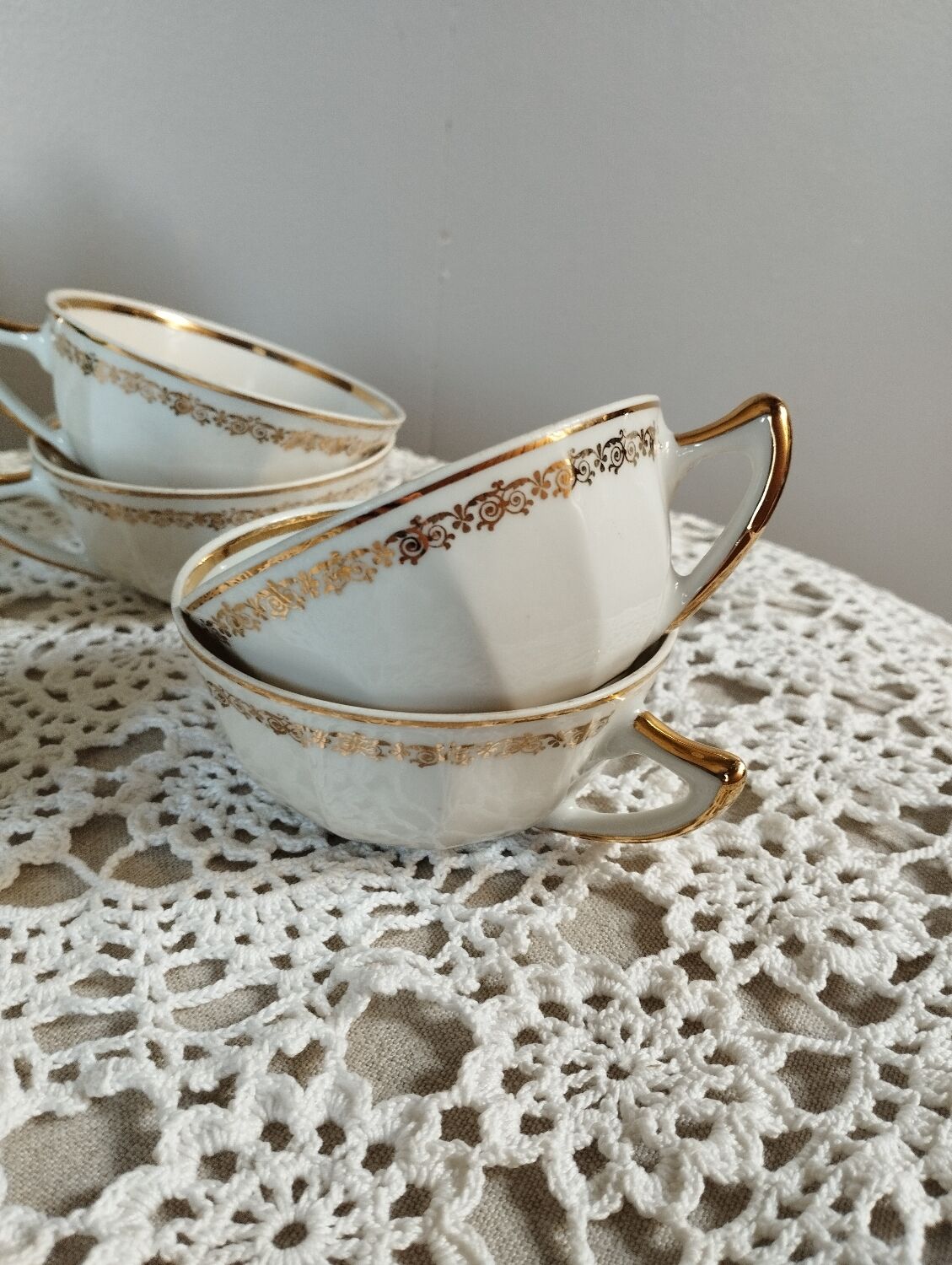 6 tasses café porcelaine F. Chauvigny, France, 1960