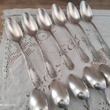 Set of 12 old silver-plated soup spoons