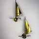 Pair of midcentury brass "sailboats" wall sconces, Italy 1960s