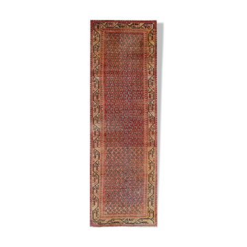 Traditional Persian Runner Rug Handwoven Oriental Blue Wool Persian Carpet 100x307cm
