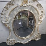 Miroir œil de boeuf en bois patiné