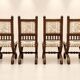 Set of 4 High Renaissance Chairs Carved Walnut 19th Century