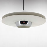 1970's ufo chrome & lacquered metal space age pendant, Italy