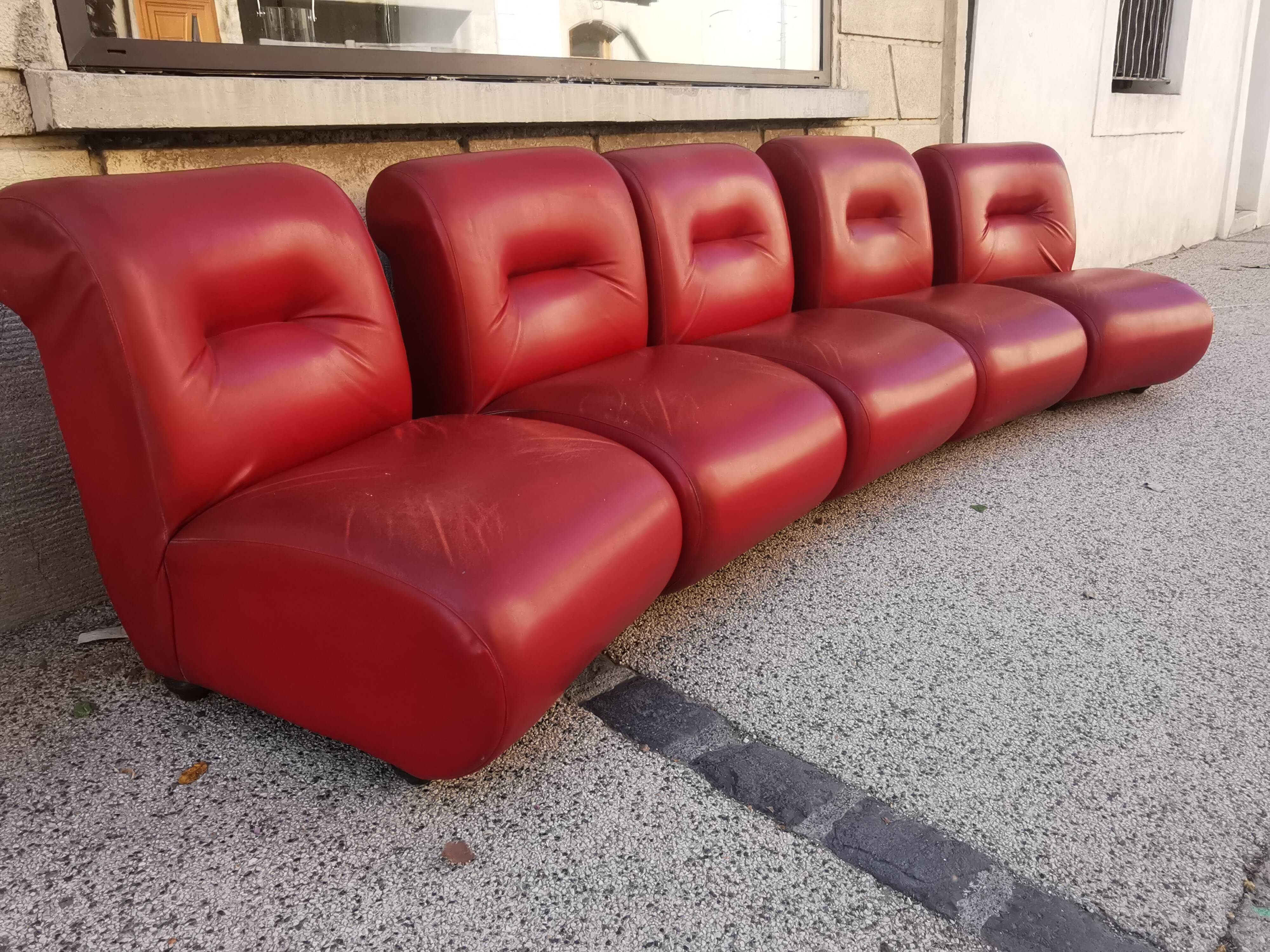 Suite of 5 vintage modular armchairs 60s