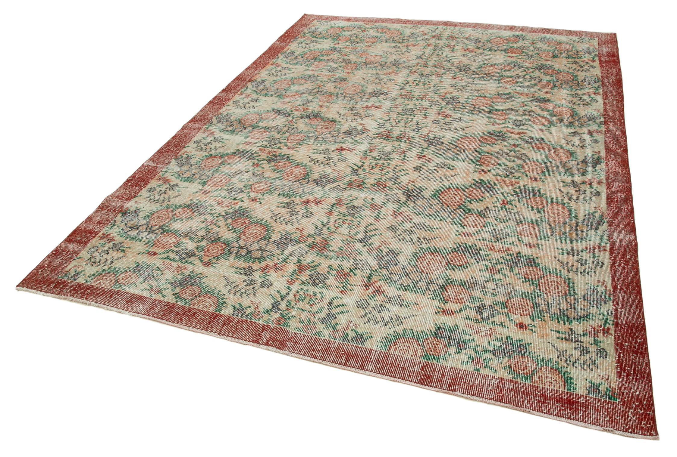 Turkish Hand-Knotted Decorative 1970s Beige Carpet 208 cm x 301 cm