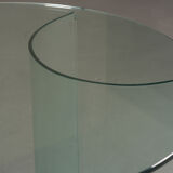 Vintage oval tempered glass dining table by Fiam, Italy 1980s