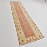 3x11 Pumpkin Orange & Yellow Runner Rug, Handwoven Turkish Runner, 81x344Cm