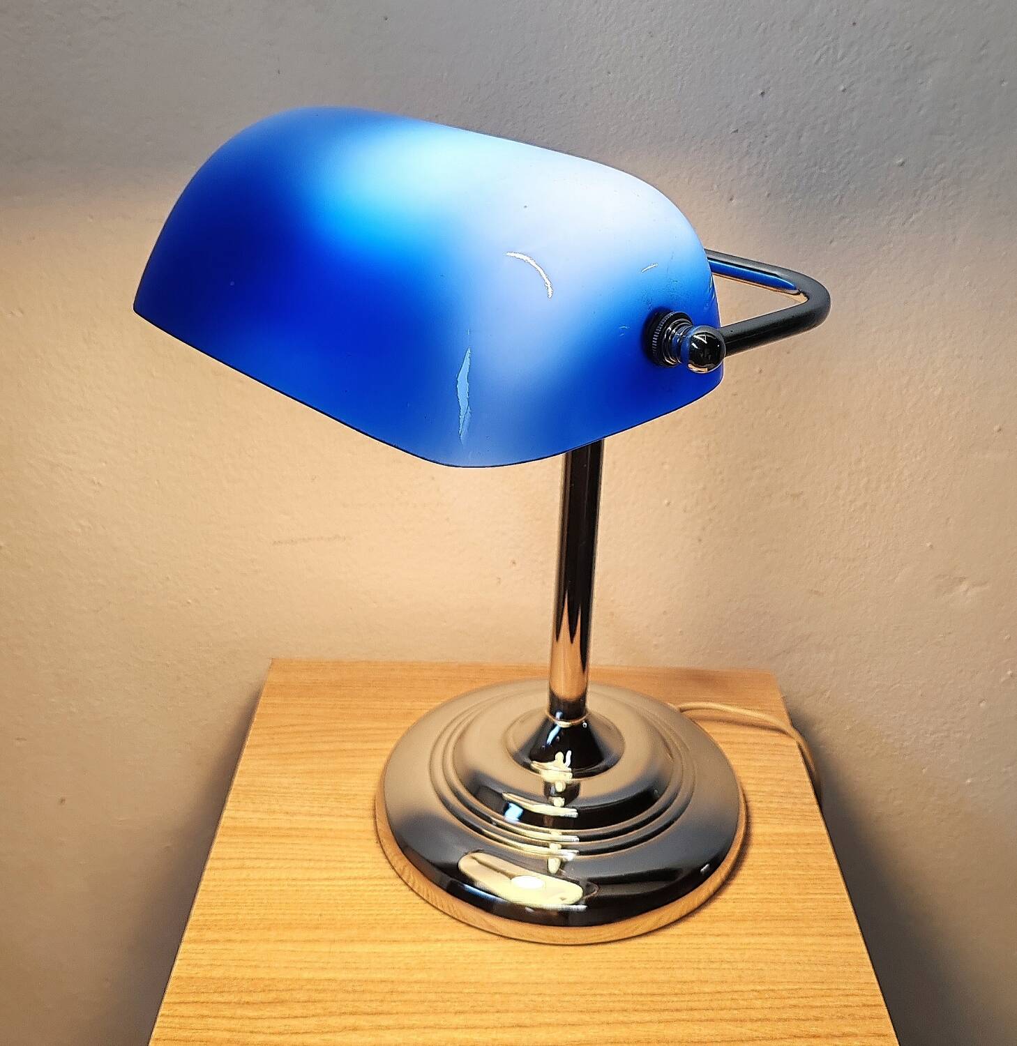 Blue banker's lamp
