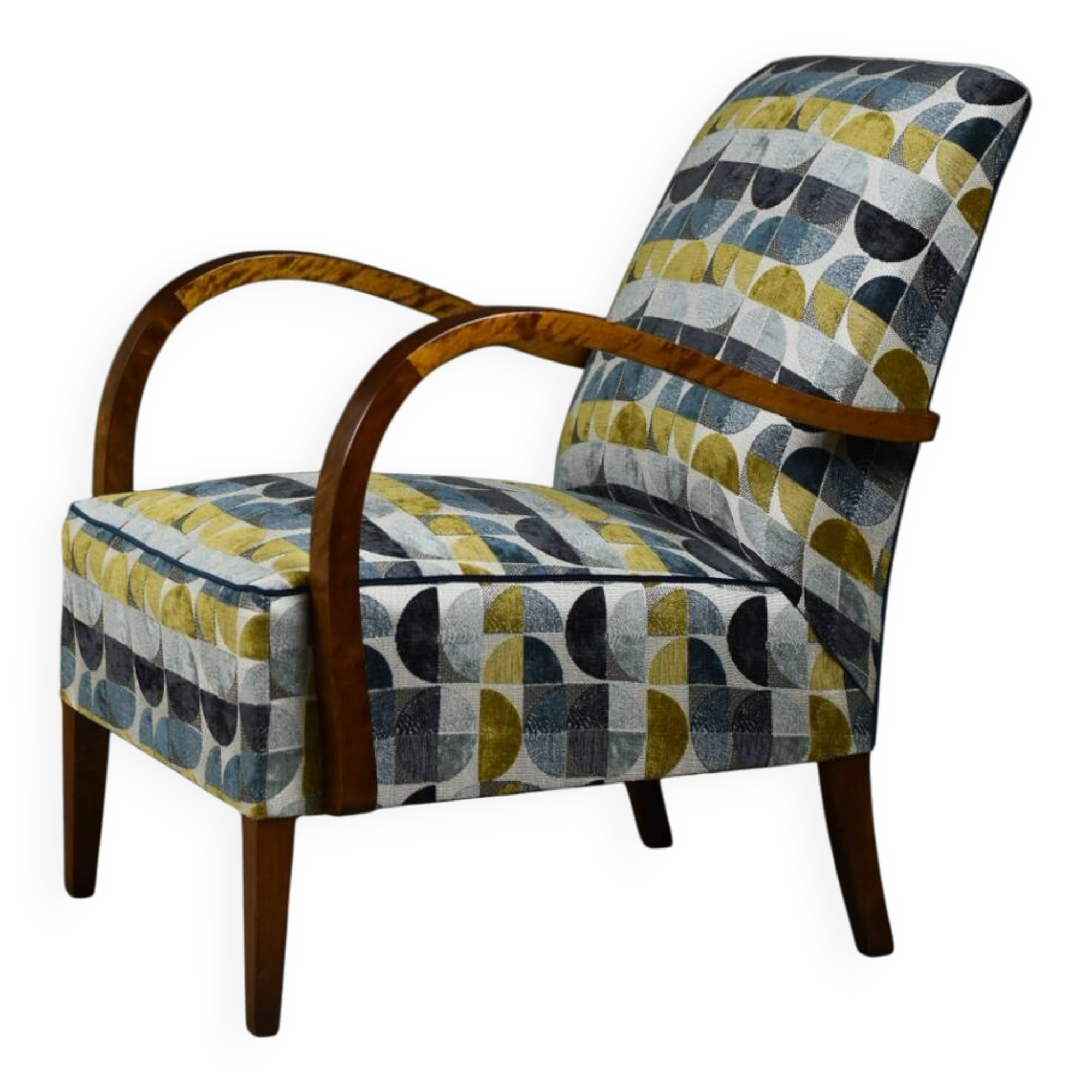 Modernist armchair from the 1930s/40s – Birchwood, original springs, fully