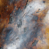 Large monoxyle bowl made of dark raw olive wood from the 1950s.
