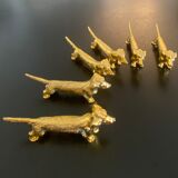 6 knife holders Dachshunds gilded metal