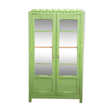 1930s khaki Parisian art deco glass cabinet