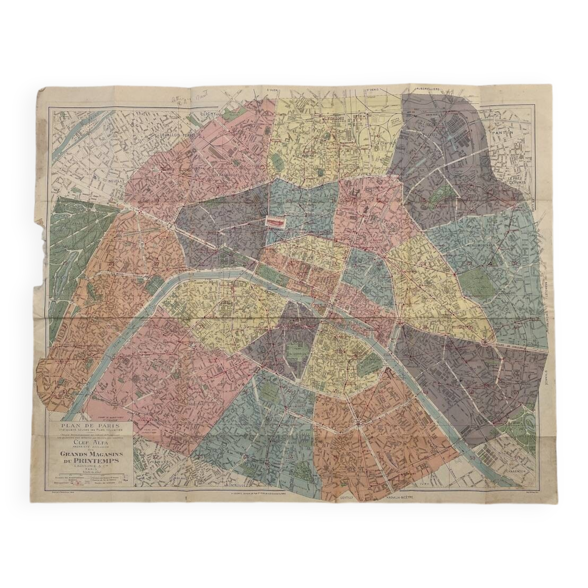Map of Paris from the 1940s