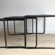 3 trundle tables in perforated sheet metal and black lacquered steel - 80s