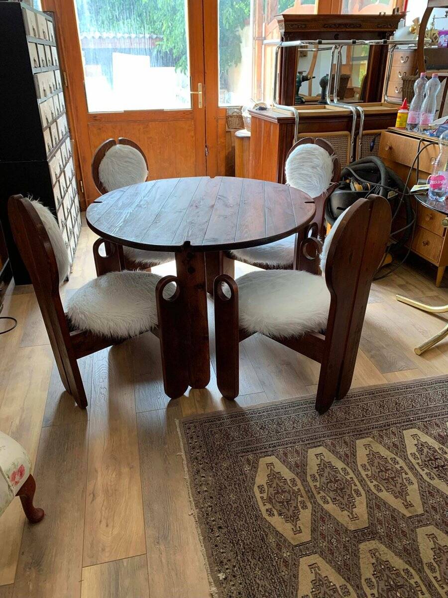 Vintage dining chairs & table by Szedleczky, 1960s, set of 5