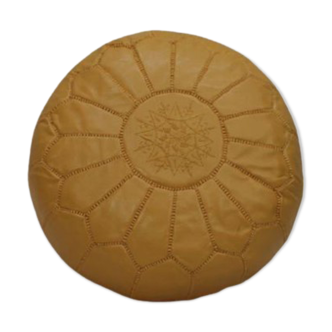 Moroccan pouf in yellow leather