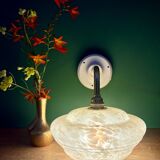Vintage angled wall lamp with yellow clichy glass shade