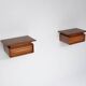 Pair of 1950s Italian Wall-Mounted Wooden Nightstands with Single Drawer