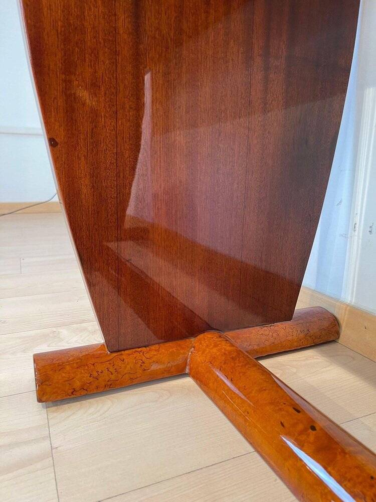 Art Deco Console Table in Thuja Roots, Birch and Silver-Plate, France, 1925