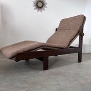 Old chaise longue wooden lounge chair Italian design from the 60s vintage