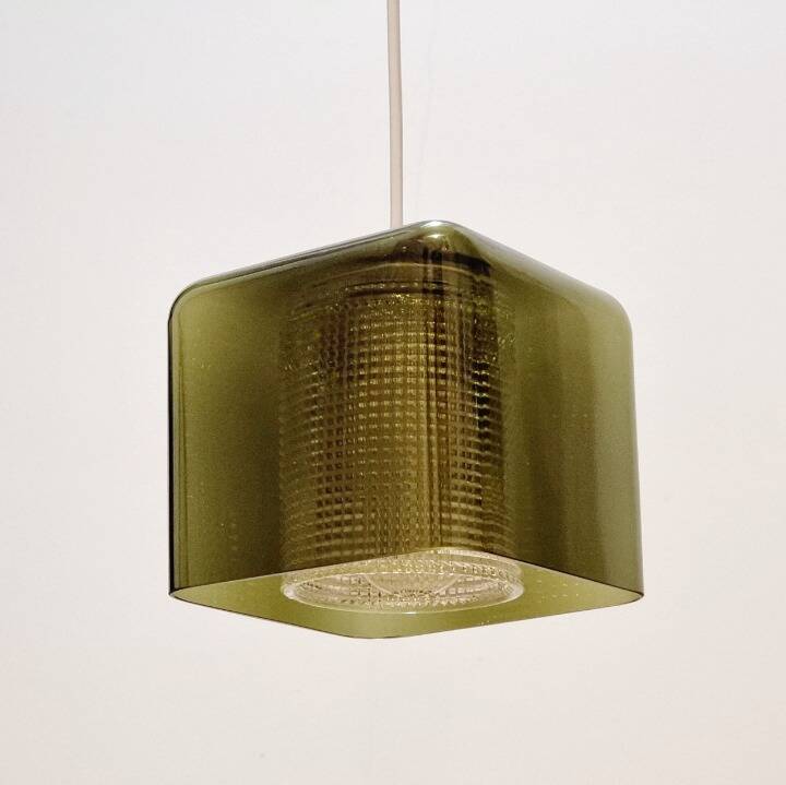 Plafonnier/suspension en verre scandinave du milieu du siècle par Carl Fagerlund pour Orrefors, Suède, années 1960